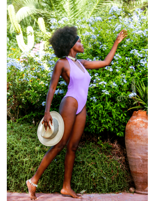 LILI Purple textured 1-piece swimsuit -  One-piece swimsuit