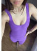 CHARLINE LUZ X LUDIPILATESLow-cut bodysuit with purple straps -  T SHIRT / DEBARDEUR / BODY