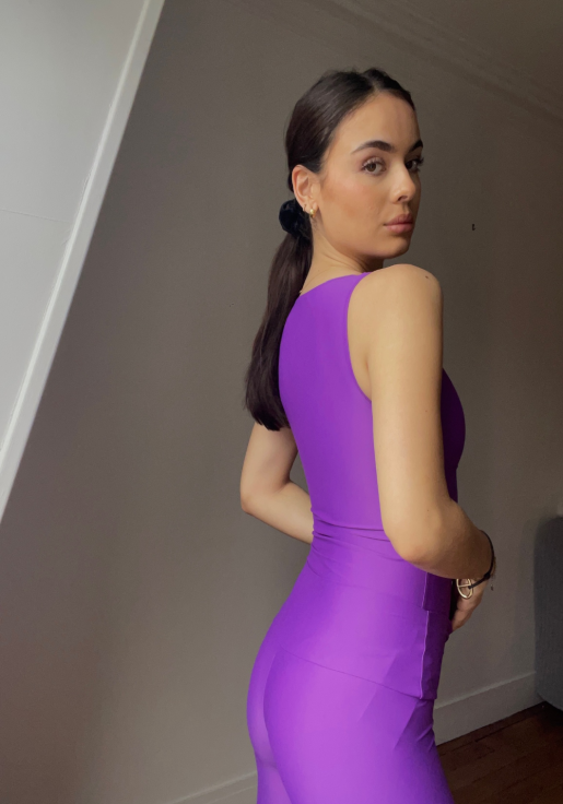 CHARLINE LUZ X LUDIPILATESLow-cut bodysuit with purple straps -  T SHIRT / DEBARDEUR / BODY