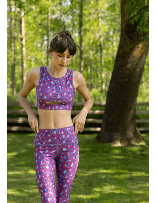 ELISE LUZ X MARION COLLARDElise sports bra with opening, purple leopard printStrong support -  Luz X Marion Collard