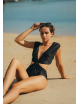 DORO 1 piece black swimsuit draped and twisted -  One-piece swimsuit