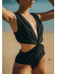 DORO 1 piece black swimsuit draped and twisted -  One-piece swimsuit