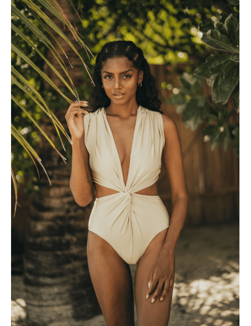 DORO 1 piece swimsuit gold draped and twisted -  One-piece swimsuit