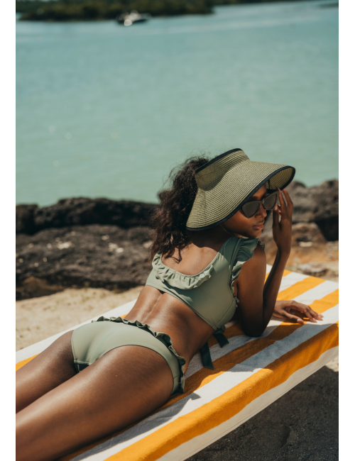 HIGH MELISSANDRE Top swimsuit with khaki ruffles -  New swimwear collection