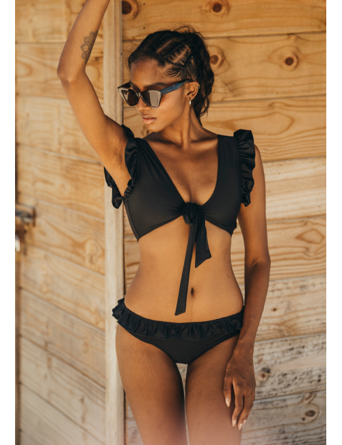 HIGH MELISSANDRE Black ruffled swimsuit top -  Two-piece swimsuit