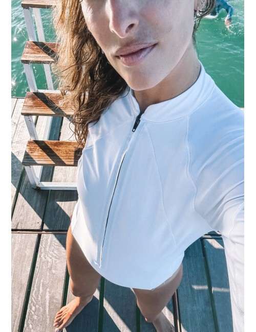 LEO White long-sleeved wetsuitSun protection SPF 50 -  COMBINATIONS