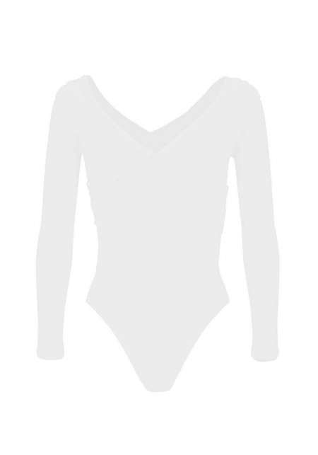 CAMILLE Body blanc manche longue en coton bio -  Body femme