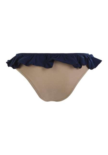 BOTTOM MELISSANDRE Bikini briefs in mocha and indigo with ruffles -  Maillot de bain prix doux