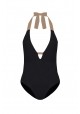 MAYA Black and chanterelle One piece swimsuit -  Maillot de bain prix doux