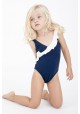 JULIA BABY One piece swimsuit for children in blue iris and white. -  Maillot de bain enfant