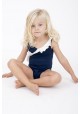 JULIA BABY One piece swimsuit for children in blue iris and white. -  Maillot de bain enfant
