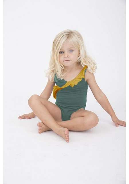 JULIA BABY Maillot de bain fille 1 pièce vert et jaune -  Maillot de bain enfant