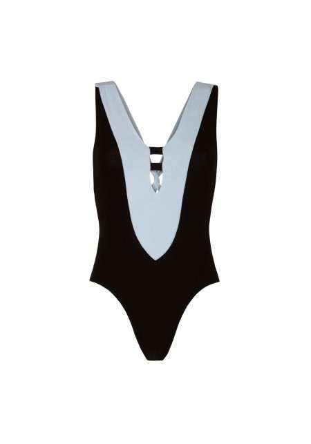 ZOE One-piece swimsuit in blue sugar and black -  Maillot de bain prix doux