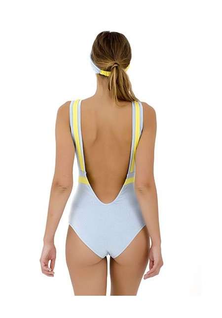 TIPHAINE One-piece swimsuit in blue and yellow -  Maillot de bain prix doux