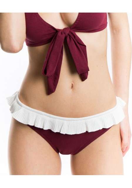 2-piece swimsuit stockings with burgundy and white ruffles - Melissandre
