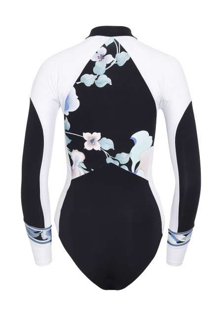 LEO SURF Black and white women's long-sleeves Wetsuit -  Luz X Léonard