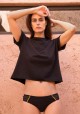 KARINA Panties Low-waisted tanga black & mustard in organic cotton -  underwear