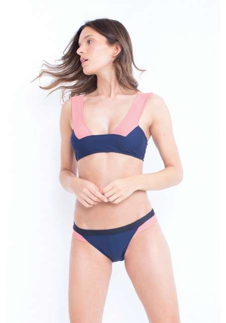 TOP LIZZY Bikini top in navy blue, black and pink -  Maillot de bain prix doux