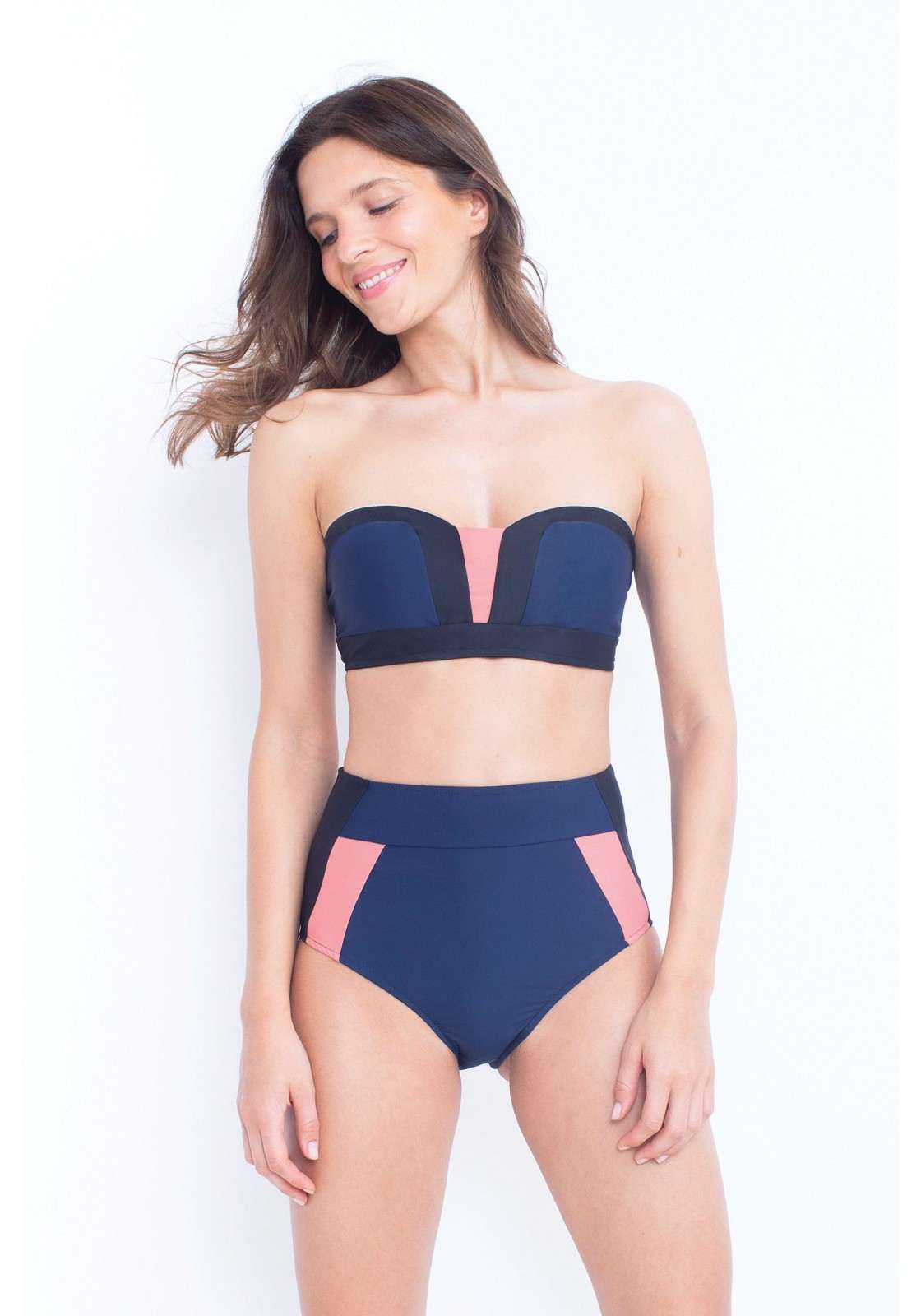 BRIEFS LIZZY Bikini briefs in navy blue, black and pink -  Maillot de bain prix doux