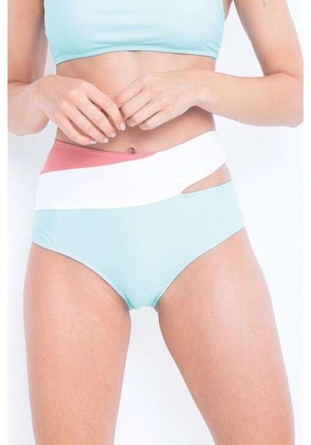 BRIEFS MARINE Bikini briefs in turquoise, pink and white -  Maillot de bain prix doux