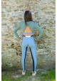 AMBRE Long-sleeved khaki and azure crop-top -  OUTLET SPORT