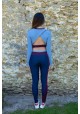 AMBRE Long-sleeved azure and purple crop-top -  OUTLET SPORT
