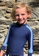 MAOUI T-shirt Lycra bleu marine et bleu ciel à manches longues -  Maillot de bain enfant