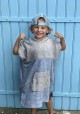 NOA ENFANT Poncho gris et bleu ciel en bambou Oeko Tek -  Maillot de bain enfant