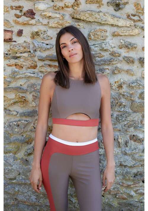 ELISE Moka and red yoga bra -  OUTLET SPORT