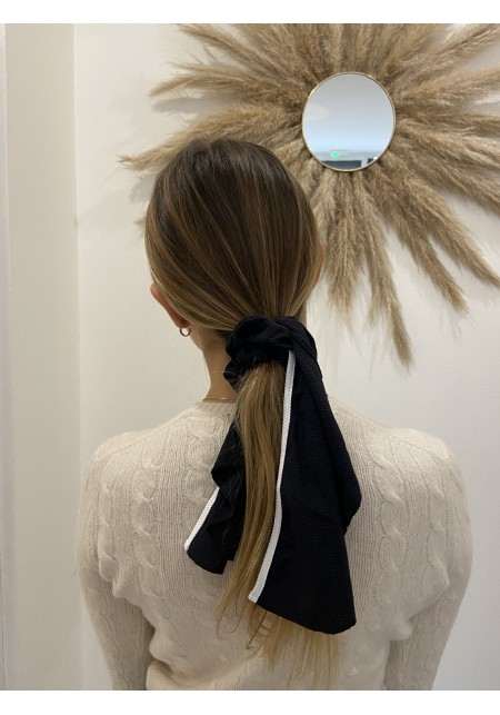 EMMA Black and white scrunchie for hair -  Accessories