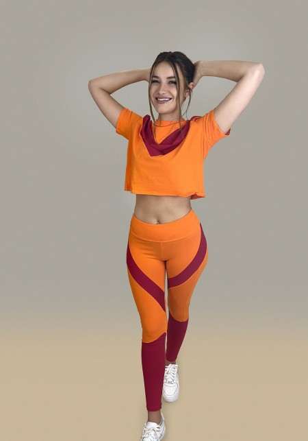 JANE Orange and pink sports legging -  OUTLET SPORT