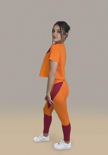 JANE Legging de sport orange et rose -  PRIX DOUX SPORT
