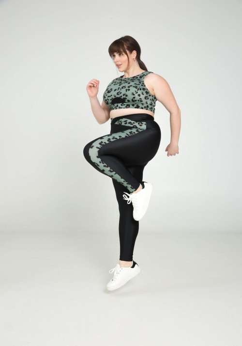 LUCILE CURVE Black and khaki leopard print sports legging -  LUZ X PAPRIKA