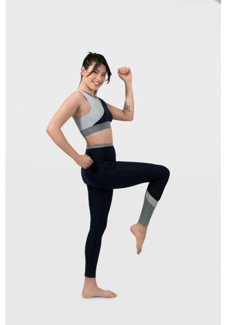 MAIVA Navy blue and shades of grey sports bra -  OUTLET SPORT