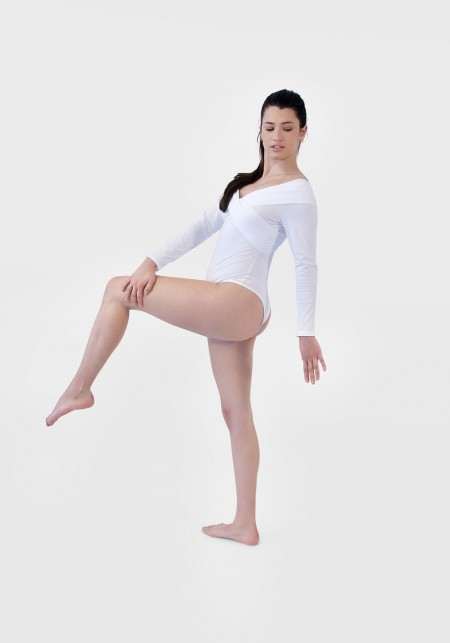 CAMILLE Bodysuit in white with long sleeves in organic cotton -  Bodysuits