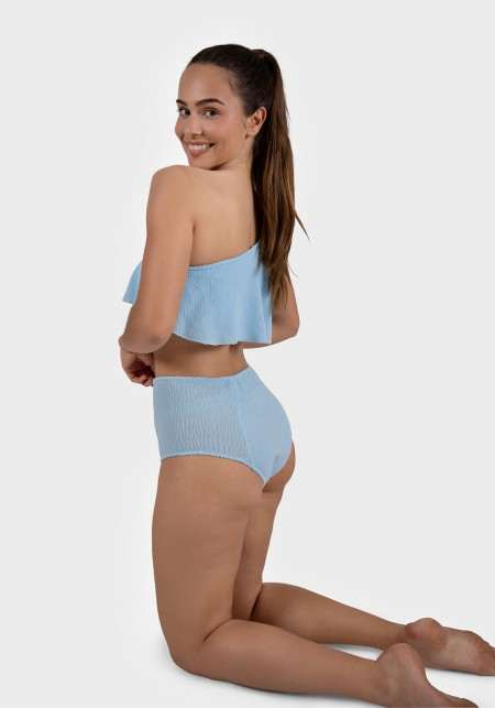 HANNAH Sky blue ruffled bikini top -  Swimwear