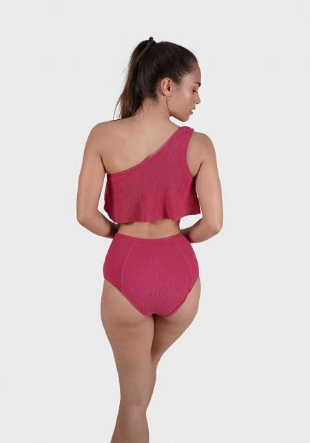 HANNAH Pink high waisted bikini bottom -  Swimwear