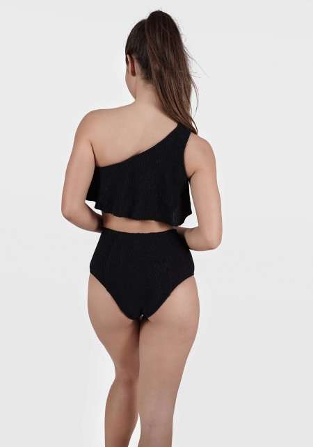 HANNAH Black ruffled bikini top -  Swimwear
