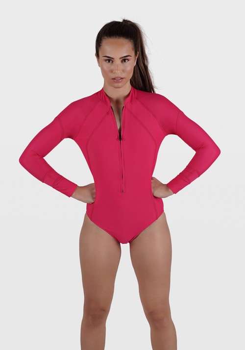 ELY Pink long sleeve nautical wetsuit -  One-piece Swimsuits