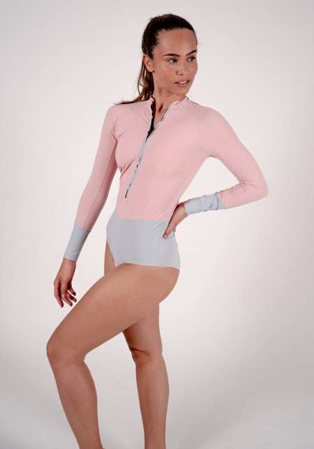 ELY Pink and grey women's long-sleeves wetsuit -  Nautic wear