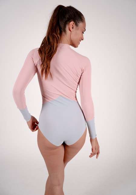 ELY Pink and grey women's long-sleeves wetsuit -  Nautic wear