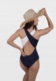 CHLOE Navy blue and white one-piece swimsuit -  Maillot de bain prix doux
