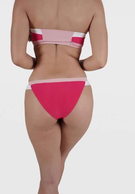 AURELIE TOP Fuchsia, pink and white bikini top in bandeau style -  Maillot de bain prix doux