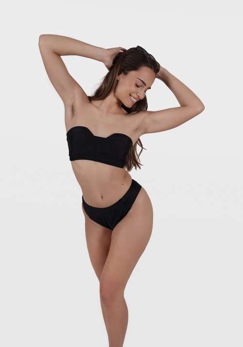 AURELIE TOP Black bikini top in bandeau style -  Maillot de bain prix doux