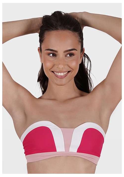 HIGH AURELIE Top swimsuit headband fuchsia, pink and white -  Swimwear