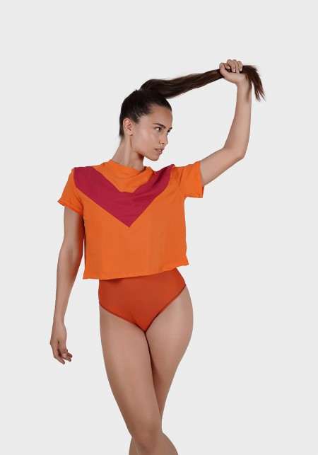 PEARL Orange and pink cropped t-shirt -  Active wear