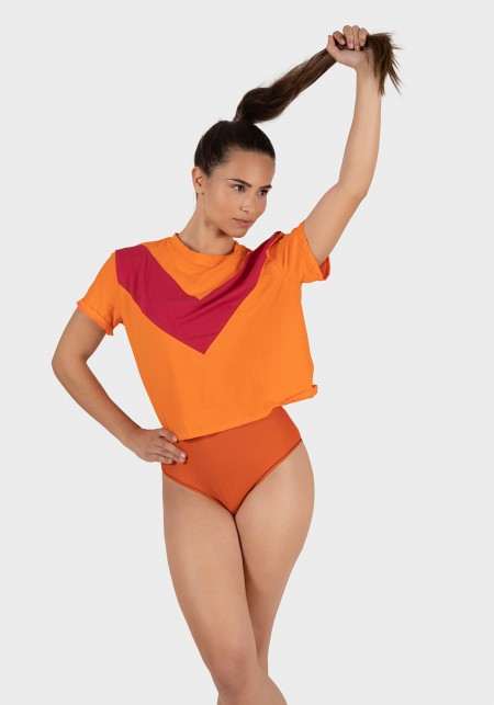 PEARL Orange and pink cropped t-shirt -  Active wear