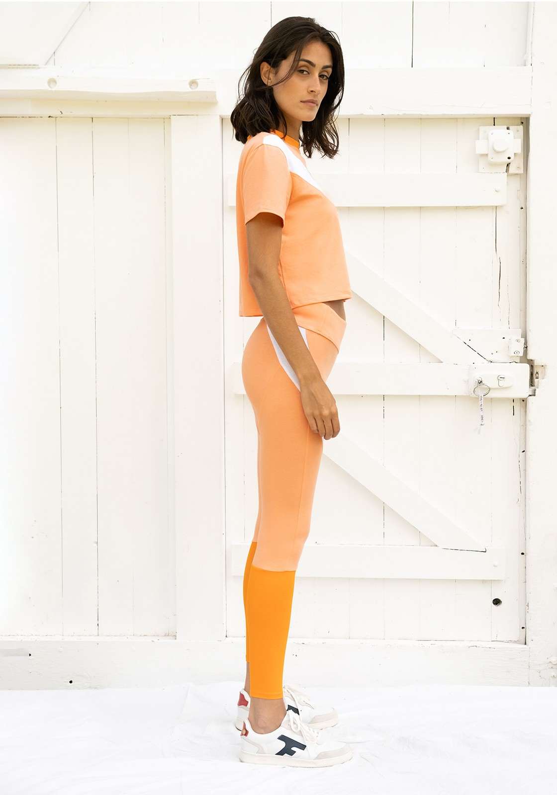 JANE Legging de sport orange et blanc -  INTO THE WILD