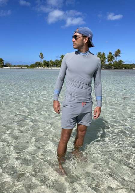 ADRIEN Grey man's long-sleeves bicolor lycra wetsuit -  maillot de bain homme