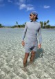 ADRIEN T-shirt Lycra gris et bleu ciel manches longues -  maillot de bain homme